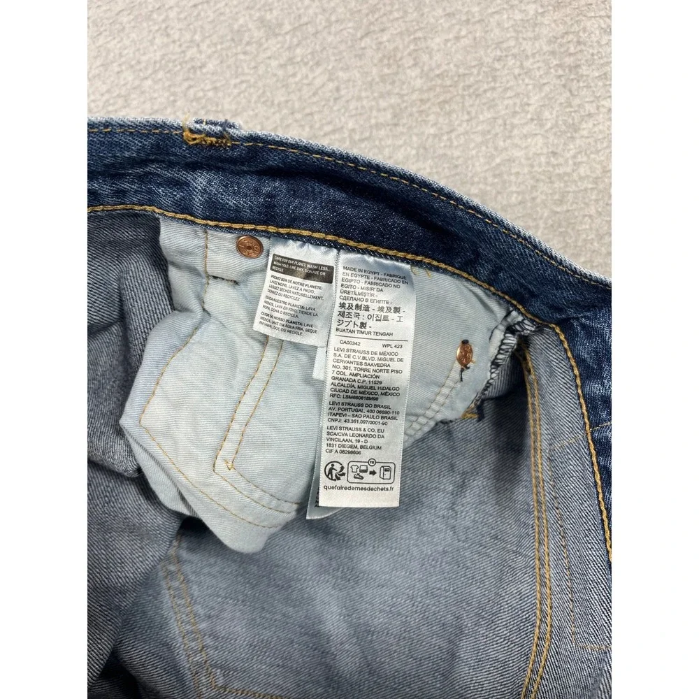 Levis Premium 501 Button Fly Jeans Mens 36x34 Blue Big E Original Straight Leg